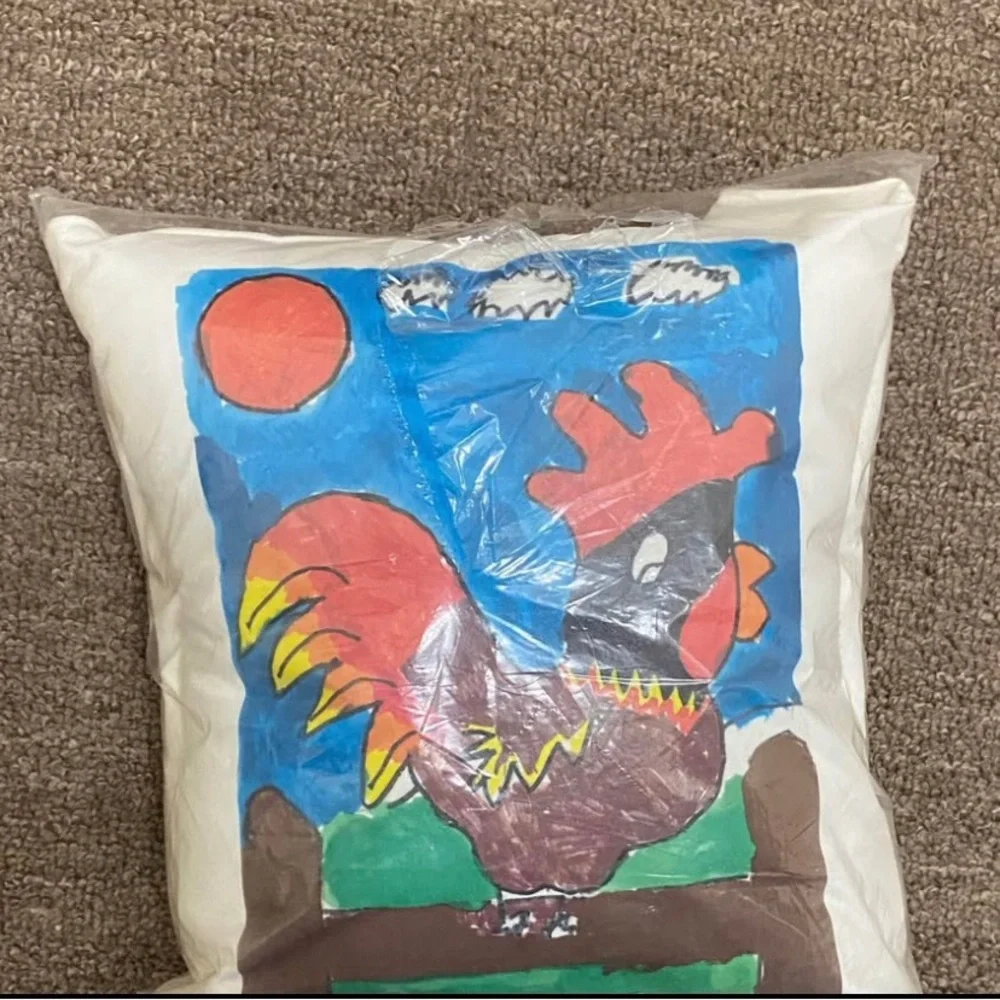 Colorful Rooster Decorative Pillow - Red, Blue, Brown
